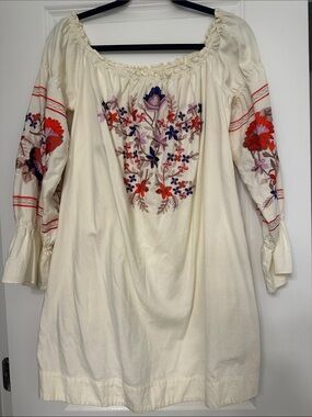 Free Peoplw Ivory Embroidered Dress